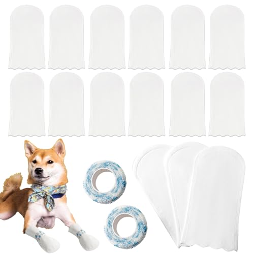Einweg-Hundestiefel, wasserdichte Hundesocken, Pfotenschutz mit selbstklebender Bandage, Hundeschuhe für verletzte Pfoten, für drinnen und draußen, 40 Stück Einweg-Hundestiefel, wasserdichte Hundesocken, Pfotenschutz mit selbstklebender Bandage, Hundeschuhe für verletzte Pfoten, für drinnen und draußen, 40 Stück von Maobeez