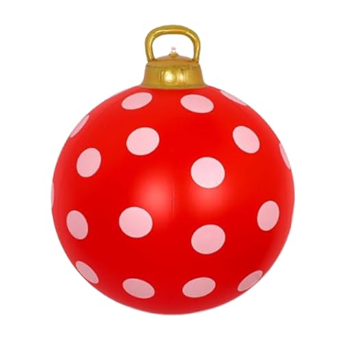Maodom Aufblasbare Weihnachtskugel | 60 cm Weihnachtsdekoration Kugel Deko | Rot Weiße Festliche Deko für Garten Wohnzimmer Winterfest | Party Vorgarten Fest Dekoration von Maodom