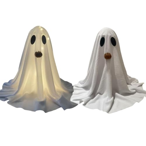 Maodom Geister Deko, Halloween Dekoration Mit Integrierter LED-Beleuchtung, 2 teilige ästhetische Heimkunst für Innen Außen Kaminsims Schlafzimmer Kamin und Kinderzimmer von Maodom