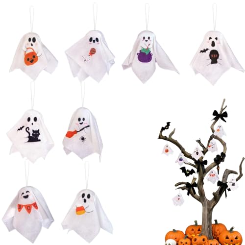 Maodom Halloween Deko | 8 Niedliche Halloween-Baumdeko,Außendekoration Für Terrasse Garten Schlafzimmer Innenbereich Eingangsbereich Hinterhof Fenster Front Außenbereich von Maodom