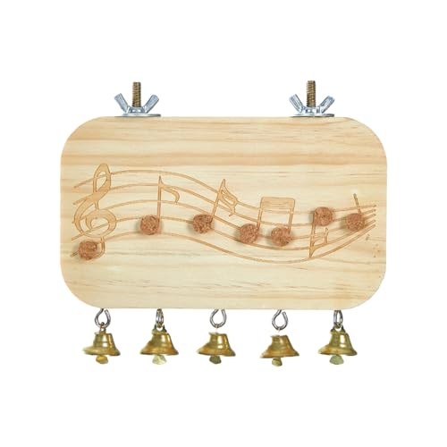 Maodom Sitzstangen Für Wellensittiche - Holz Sitzstangen Schaukel Spielzeug Für Papageien | Spielbereich mit Glocken für Wellensittiche Finken Chinchilla Hamster Balkon Unzertrennliche Garten von Maodom