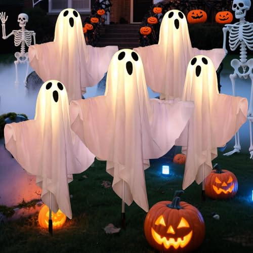 Maodom Solare Wegbeleuchtung,Halloween Solare Staketenleuchten | Geister Dekoration Für Feste Garten Terrasse Gehweg Halloween Weihnachtszeit von Maodom