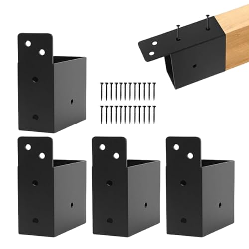 Maodom Verbindungswinkel zur Befestigung an Holzpfosten | Robustes 4er Set Rechtwinkliger Eckverbinder - Haus Garten Hardware Für Garage Außenbereich Gewächshaus von Maodom