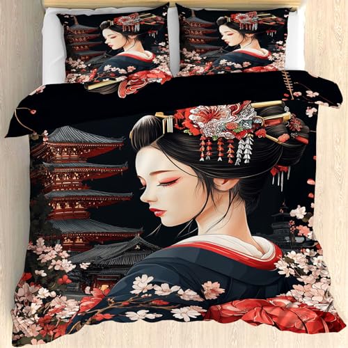 Maohryzed Geisha Bettwäsche 135x200 cm mit Einem Kissenbezug 80x80 cm - Japanischen Kirschblüten Pagode Bettbezug Wendebettwäsche 135 x 200 - Bettwäsche-Set mit Reißverschluss 2 Teilig Maohryzed Geisha Bettwäsche 135x200 cm mit Einem Kissenbezug 80x80 cm - Japanischen Kirschblüten Pagode Bettbezug Wendebettwäsche 135 x 200 - Bettwäsche-Set mit Reißverschluss 2 Teilig von Maohryzed