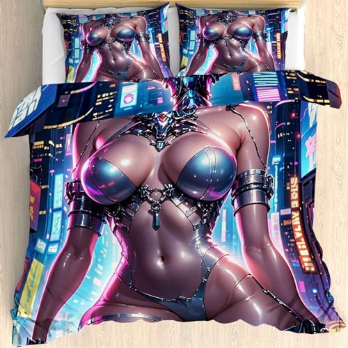 Maohryzed Sexy Anime-Mädchen Bettwäsche 135x200 cm mit Einem Kissenbezug 80x80 cm - Neon-Cyberpunk Bettbezug Wendebettwäsche 135 x 200 - Bettwäsche-Set mit Reißverschluss 2 Teilig Maohryzed Sexy Anime-Mädchen Bettwäsche 135x200 cm mit Einem Kissenbezug 80x80 cm - Neon-Cyberpunk Bettbezug Wendebettwäsche 135 x 200 - Bettwäsche-Set mit Reißverschluss 2 Teilig von Maohryzed