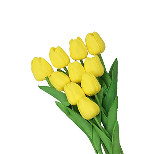 Maotrade 10 Stück Tulpen Künstlich wie Echt Gelb Kunsttulpen Real Touch Kunstblumen Deko für Hochzeit Home Büro Hotel Party DIY von Maotrade