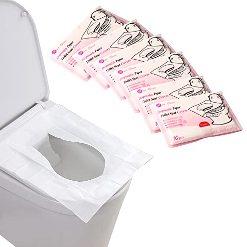 Maotrade 60 Stück Toilettensitzauflagen Einweg Spülbar Toiletten Papier Auflage Toilettenschutz Einmal WC Sitzauflage für Outdoor Reise Unterwegs Öffentliche Toiletten von Maotrade