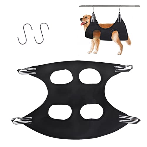 Maotrade Hundepflege Hängematte mit S Haken Hundehängematte für Hund Katzen Haustier Nageltrimmen Fellpflege Baden (M, Schwarz, bis zu 35 kg) von Maotrade