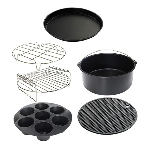 Essentielles Set für Luftfritteusen, Kochzubehör, Kuchenform, Pizzablech, Silikonmatte, multifunktionales Gestell, Luftfritteusen, Zubehör, Kochutensilien von Maouira