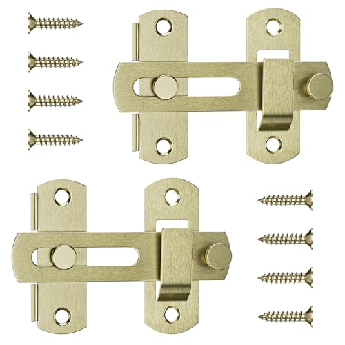 MaozyHomie 10,2 cm Flip-Riegel, 180 Grad Klappriegel, Scheunentürschloss, robuster SUS304 Edelstahl, Klappschieberiegel, Bolzenschnallenschloss für Scheunen, Holzzaun, Schiebetüren, Bronze, 2 Stück von MaozyHomie