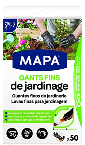 Mapa - Dünne Gartenhandschuhe x 50 – Geschicklichkeit und Stärke – Nitril und Vinyl – Spenderbox mit 50 dünnen Handschuhen – Schwarz – Größe S/M von Mapa
