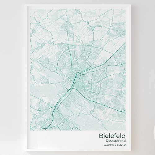 Mapdify Bielefeld Stadtposter, dein Lieblingsort als Wandposter, Karte deiner Stadt, City Poster von Mapdify