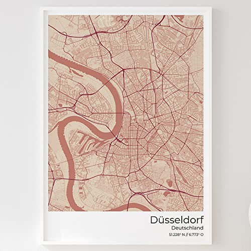 Mapdify Düsseldorf Stadtposter, dein Lieblingsort als Wandposter, Karte deiner Stadt, City Poster von Mapdify