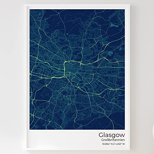 Mapdify Glasgow Stadtposter, dein Lieblingsort als Wandposter, Karte deiner Stadt, City Poster von Mapdify