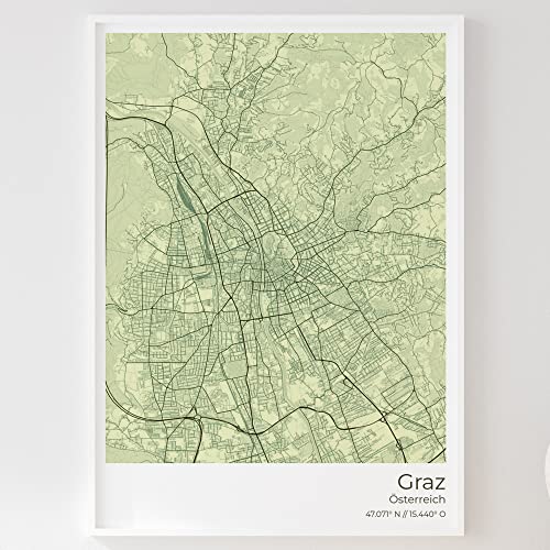 Mapdify Graz Stadtposter, dein Lieblingsort als Wandposter, Karte deiner Stadt, City Poster von Mapdify