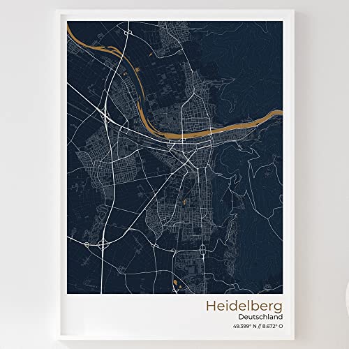 Mapdify Heidelberg Stadtposter, dein Lieblingsort als Wandposter, Karte deiner Stadt, City Poster von Mapdify