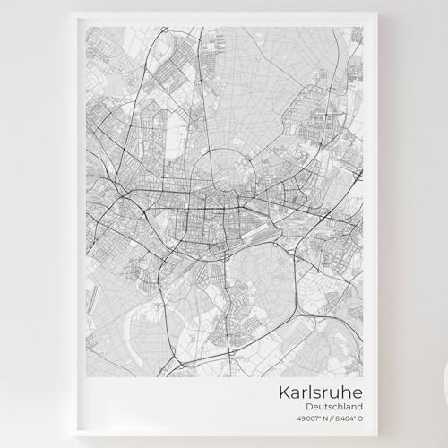 Mapdify Karlsruhe Stadtposter, dein Lieblingsort als Wandposter, Karte deiner Stadt, City Poster von Mapdify