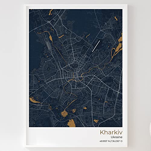 Mapdify Kharkiv Stadtposter, dein Lieblingsort als Wandposter, Karte deiner Stadt, City Poster von Mapdify