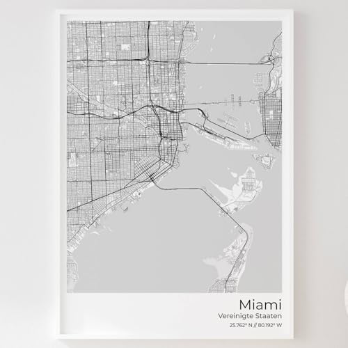 Mapdify Miami Stadtposter, dein Lieblingsort als Wandposter, Karte deiner Stadt, City Poster von Mapdify