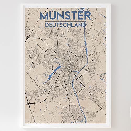Mapdify Münster Stadtposter, dein Lieblingsort als Wandposter, Karte deiner Stadt, City Poster von Mapdify