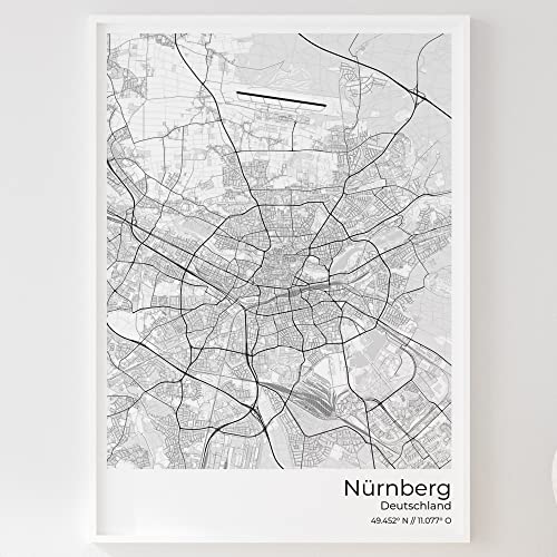 Mapdify Nürnberg Stadtposter, dein Lieblingsort als Wandposter, Karte deiner Stadt, City Poster von Mapdify