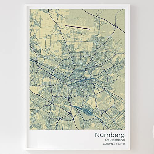 Mapdify Nürnberg Stadtposter, dein Lieblingsort als Wandposter, Karte deiner Stadt, City Poster von Mapdify