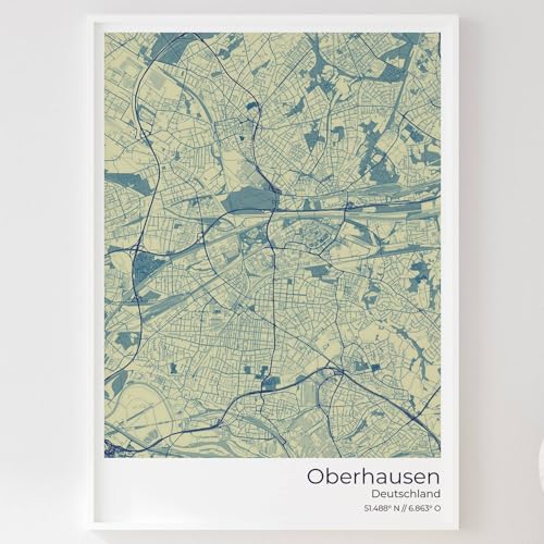 Mapdify Oberhausen Stadtposter, dein Lieblingsort als Wandposter, Karte deiner Stadt, City Poster von Mapdify