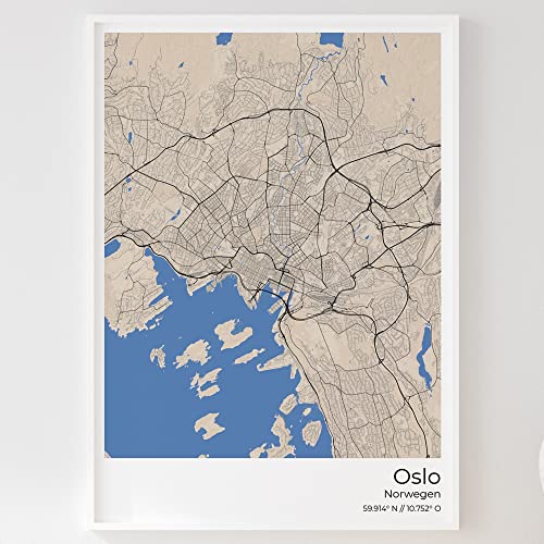 Mapdify Oslo Stadtposter, dein Lieblingsort als Wandposter, Karte deiner Stadt, City Poster von Mapdify