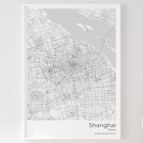 Mapdify Shanghai Stadtposter, dein Lieblingsort als Wandposter, Karte deiner Stadt, City Poster von Mapdify