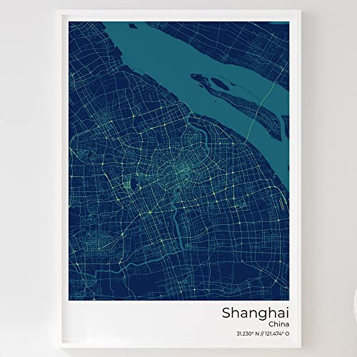 Mapdify Shanghai Stadtposter, dein Lieblingsort als Wandposter, Karte deiner Stadt, City Poster von Mapdify