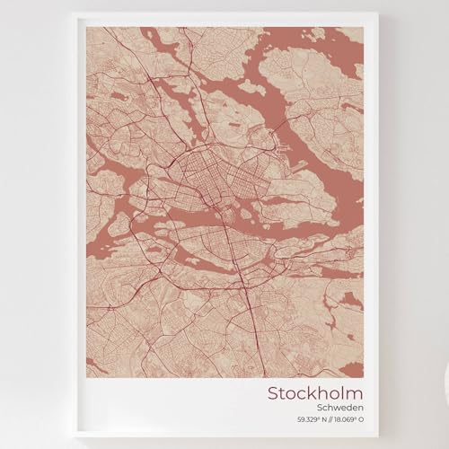 Mapdify Stockholm Stadtposter, dein Lieblingsort als Wandposter, Karte deiner Stadt, City Poster von Mapdify