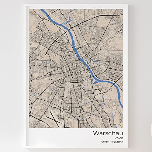 Mapdify Warschau Stadtposter, dein Lieblingsort als Wandposter, Karte deiner Stadt, City Poster von Mapdify