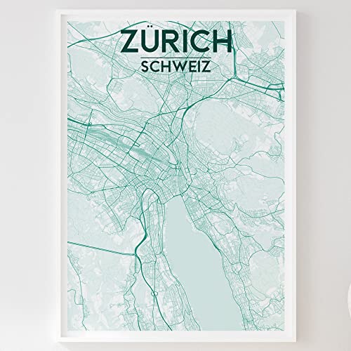 Mapdify Zürich Stadtposter, dein Lieblingsort als Wandposter, Karte deiner Stadt, City Poster von Mapdify