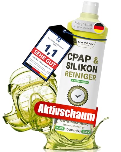 CPAP Reinigung 1 Liter Fertigmischung für Masken Schläuche Kunststoff und Silikon, Mapeau Silikon-Reiniger Nachfüll (1 Liter | Nachfüll) von Mapeau