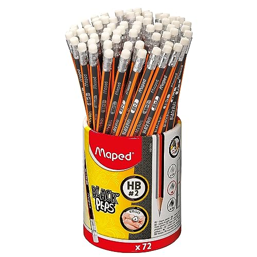 Maped Black'Peps #2 Graphite Pencil School Pack, Triangular Shape, Pack of 72 (851759ZV) . von Maped