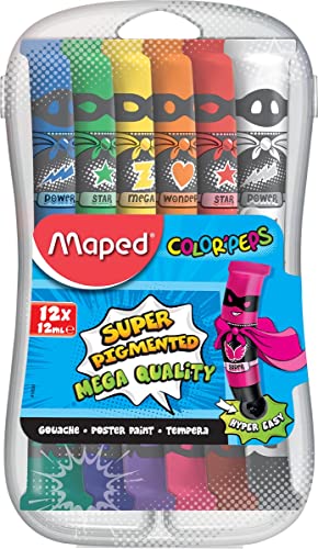 Maped M810520 - Gouache-Farben Color'Peps in Kunststoffbox, mehrere Farben, 12 x 12 ml von Maped