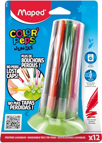 Maped M845445 - Filzstifte Color Peps Jungle Innovation, 12 Stück auf Stiftehalter Maped M845445 - Filzstifte Color Peps Jungle Innovation, 12 Stück auf Stiftehalter von Maped