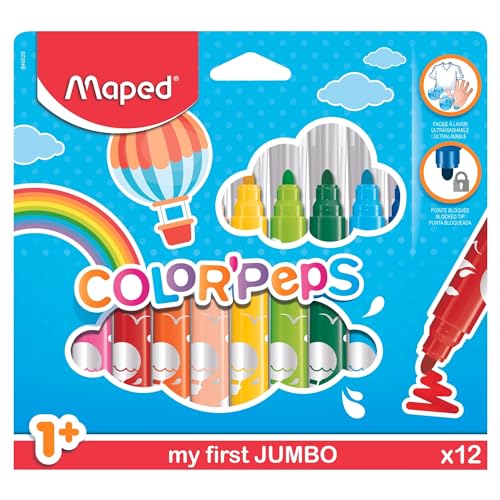 Maped M846020 - Maxi Color Peps Fasermaler 12 Stück Kartonetui Maped M846020 - Maxi Color Peps Fasermaler 12 Stück Kartonetui von Maped