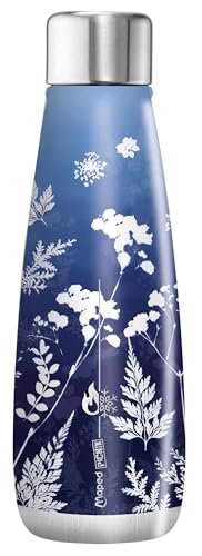 Maped Picnik – Thermosflasche aus Edelstahl – auslaufsichere Flasche – doppelwandig – lange Kalt- und Warmhaltefunktion – Dekoration Cyanotype, 500 ml von Maped
