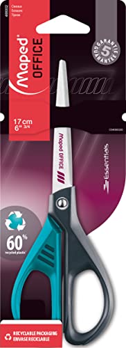 Maped - Schere ESSENTIALS GREEN DECO 17 cm - symmetrisch - ergonomische 2D Griffe - ergonomische 2D Griffe - zeitloses Design, trendige Grifffarben von Maped