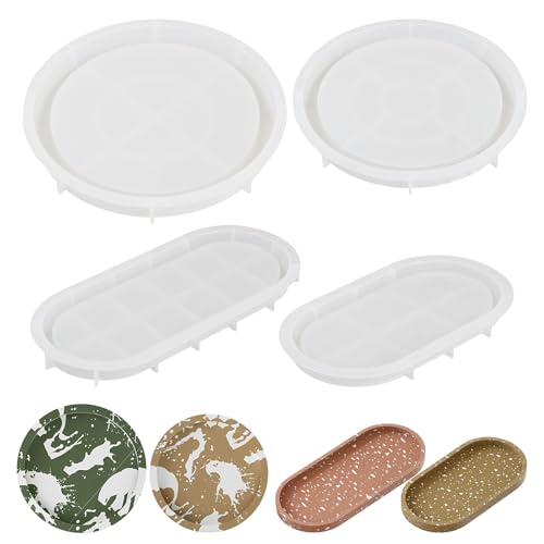 Mapille 4 Stück Silikonform Tablett Rund, Silikonform Tablett Oval mit Rillen für DIY Teetablett Obsttablett Kunst und Handwerk Mapille 4 Stück Silikonform Tablett Rund, Silikonform Tablett Oval mit Rillen für DIY Teetablett Obsttablett Kunst und Handwerk von Mapille
