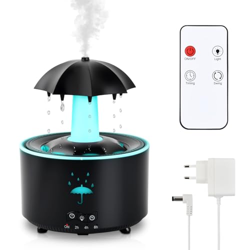 Regenschirm Luftbefeuchter 300ml, Rotierender Luftbefeuchter mit 7 Farbe Licht, Nachtlicht Schlafzimmer, Aroma Diffusor, Rain Humidifier Lamp, ätherisches Öl Luftbefeuchter mit Fernbedienung (Schwarz) Regenschirm Luftbefeuchter 300ml, Rotierender Luftbefeuchter mit 7 Farbe Licht, Nachtlicht Schlafzimmer, Aroma Diffusor, Rain Humidifier Lamp, ätherisches Öl Luftbefeuchter mit Fernbedienung (Schwarz) von Mapille