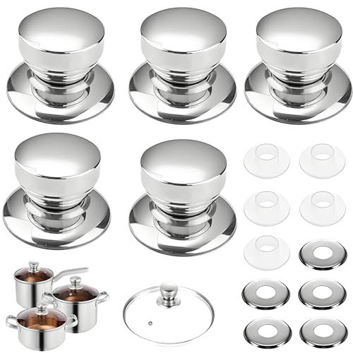 5 Stück Topfdeckelgriffe, Topfdeckel Griff Edelstahl, Topfdeckel Griff Zum Schrauben, Bakelit Deckel Griffe, Deckelgriff Hitzebeständig, Für Topfdeckels, Ersatzknöpfe, Kasserolle von Maple Plentiful