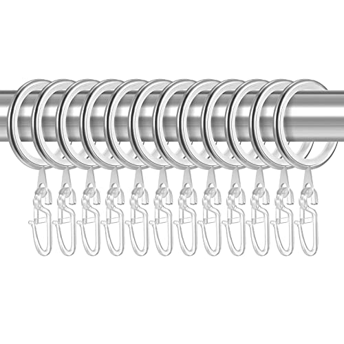 Gardinenringe Gardinenhaken Metall Vorhangringe mit Haken Vorhang Hängend Ringe und Kunststoff Gardinenhaken für Bettvorhang, Duschvorhang, Fenstervorhang, 30mm Innendurchmesser, Silber, 40 Stücke von Maple Plentiful