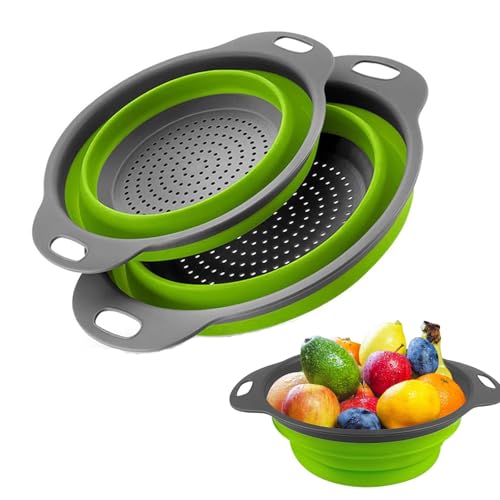 Küche Silikon Klappbar Abtropfsieb Nudelsieb Set Küchensieb Abwaschschüssel Faltsieb Silikon Sieb Nudeln Seiher Sieb Colander Silikonsieb Zum Abtropfen Von Nudeln Für Nudeln, Obst, Gemüse von Maple Plentiful