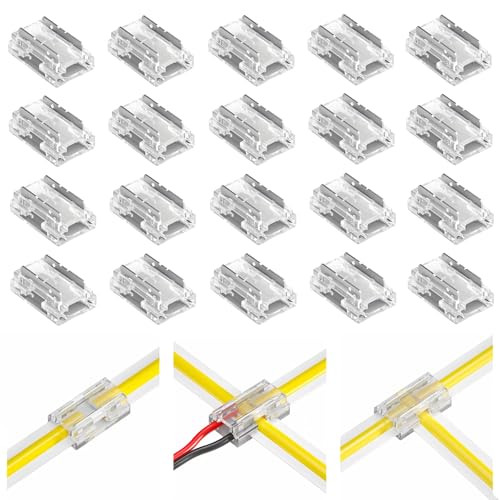 Maple Plentiful 20 Stück 2 Polig 8mm Led Verbinder, Led Streifen Verbinder, 9 Verbindungsarten (L/T-Form) – Lötfreier Led Strip Connector Für Smd/Cob Streifen von Maple Plentiful