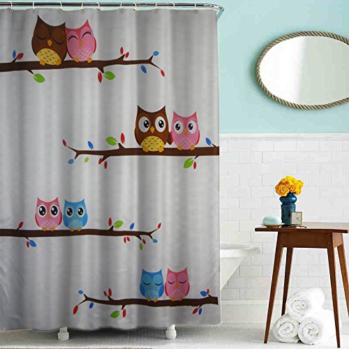 Maple&Home Duschvorhang mit Eulenmotiv, wasserdicht, 180 x 180 cm, wasserdicht, Polyester, Duschvorhang mit 12 Kunststoffhaken, Cartoon-Eule, Duschvorhang 180 x 180 cm Maple&Home Duschvorhang mit Eulenmotiv, wasserdicht, 180 x 180 cm, wasserdicht, Polyester, Duschvorhang mit 12 Kunststoffhaken, Cartoon-Eule, Duschvorhang 180 x 180 cm von Maple&Home