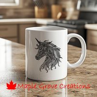 Zentangle Mandala Einhorn Kopf Becher - 11 Unzen Kaffeebecher Erhältlich in Keramik Oder Kunststoff Zentangle Mandala Einhorn Kopf Becher - 11 Unzen Kaffeebecher Erhältlich in Keramik Oder Kunststoff von MapleGroveCreations