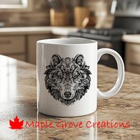 Zentangle Mandala Wolfskopf Becher - 11 Unzen Kaffeebecher Erhältlich in Keramik Oder Kunststoff Zentangle Mandala Wolfskopf Becher - 11 Unzen Kaffeebecher Erhältlich in Keramik Oder Kunststoff von MapleGroveCreations
