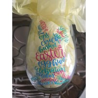 Ostern Stemless Weinglas - Form Eines Kaninchens Mit Oster Worten von MapleMomof3